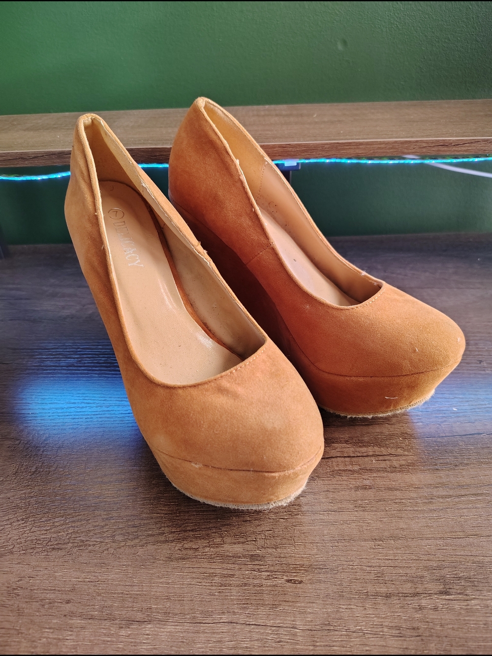 Delicacy Tan Suede Platform Pumps